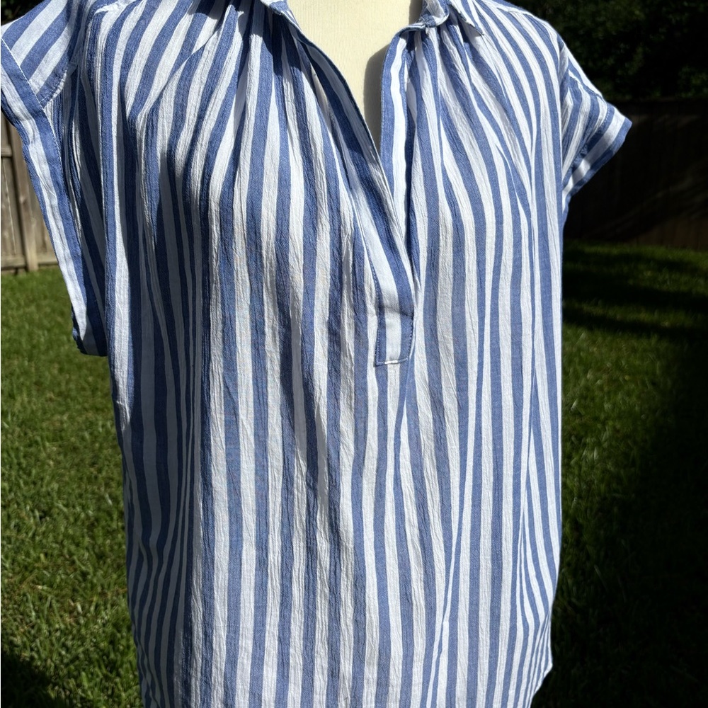 H&M Light Blue and White Striped Blouse